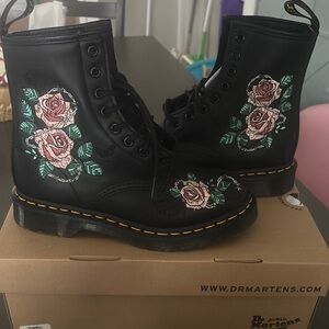 Dr. Martens Black Floral Women's Boots